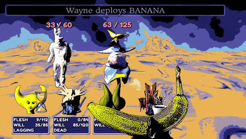 a video game where wayne deploys banana is being played on a computer
