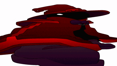 a drawing of a witch 's hat is being destroyed by black dots