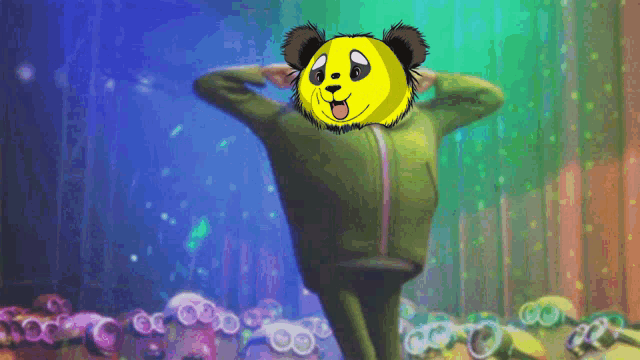 a cartoon drawing of a yellow panda bear