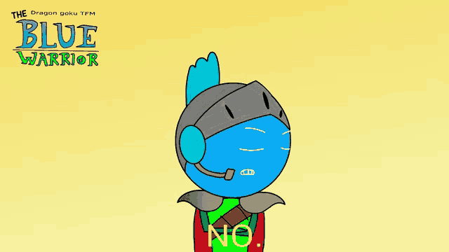 a poster for the blue warrior shows a blue ball with a helmet on
