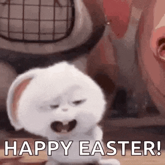 a rabbit from the secret life of pets is sitting on a wooden table .