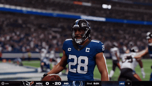 a football player with the number 28 on his shirt