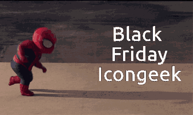 a black friday icongeek advertisement with a spider man