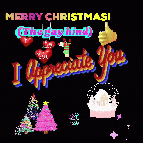 a merry christmas message with a thumbs up