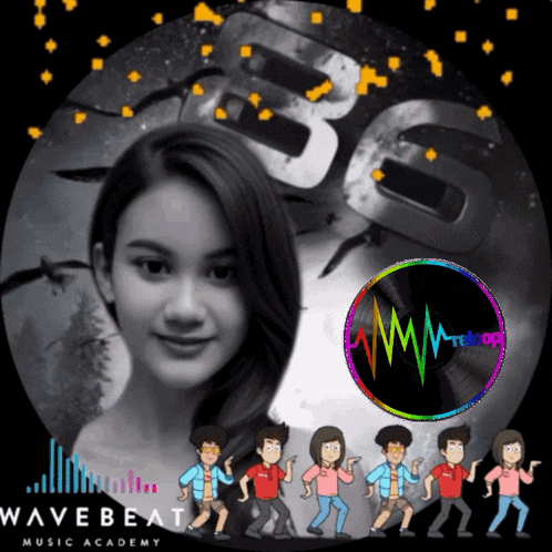 a poster for wavebeat music academy with a girl in the middle