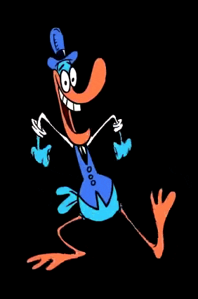 a cartoon of a duck wearing a top hat and gloves