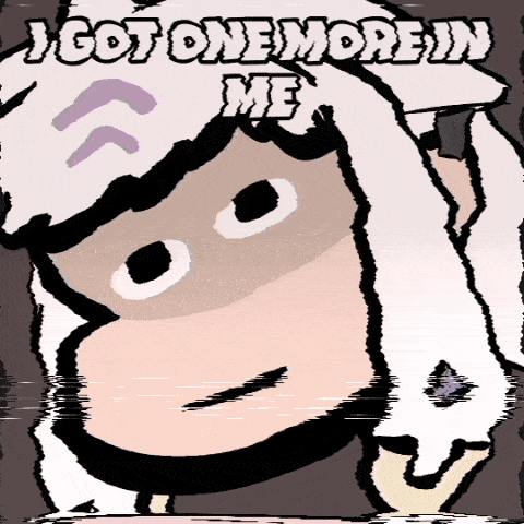 a cartoon of a sheep with the words i got one more in me