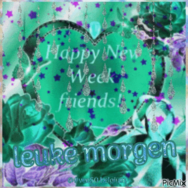 a picture of a heart with the words happy new week friends written on it