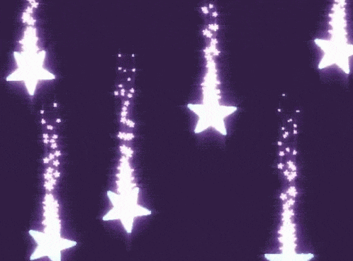 a purple background with a lot of stars falling from the sky .