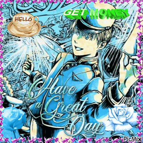 a picture of a girl with the words have a great day on the bottom