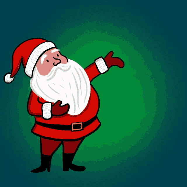 a cartoon drawing of santa claus with the words stay behind him