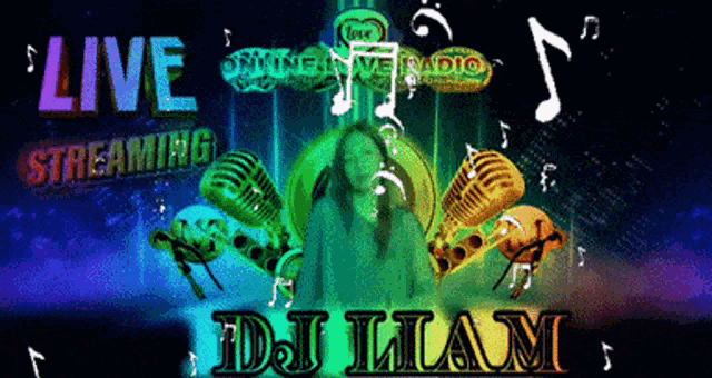 a dj named dj ilam is featured on a colorful poster