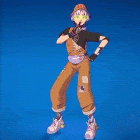 a cartoon character wearing overalls and a hat stands with her hands on her hips
