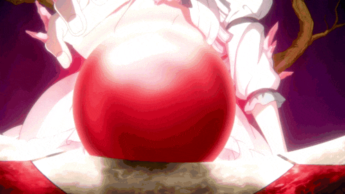 a woman in a white dress holds a large red ball