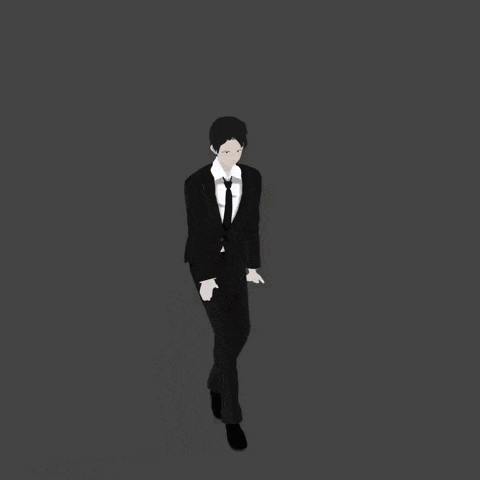 a black and white drawing of a man in a suit