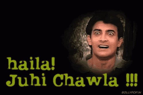 a man with a surprised look on his face and the words haila juui chawla