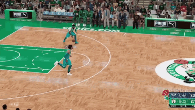 a basketball game is being played between the celtics and the boston celtics