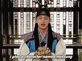 a young man in a traditional costume says i play a character named han sung