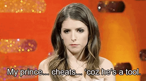 a woman says " my prince ... cheats coz he 's a tool "