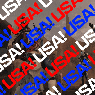 a poster that says usa on it in red and blue