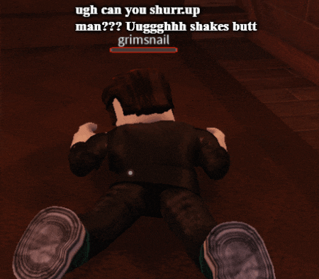 a video game character is laying on the floor and says ugh can you shrr.up man