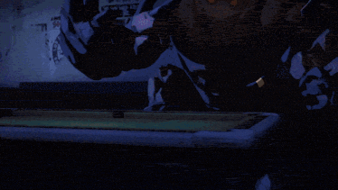 a group of people are standing in a room with a neon sign that says ' ecstasy ' on it