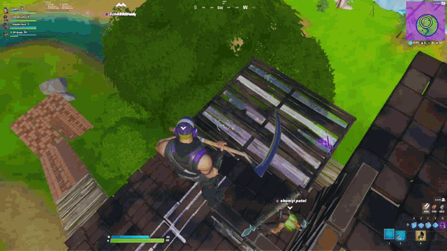 an aerial view of a video game with a player named echo on the bottom left