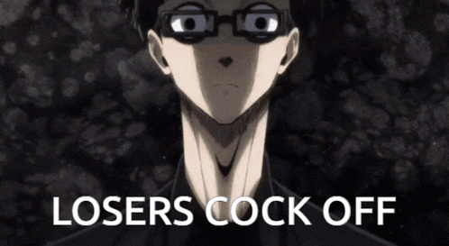 a picture of a man with glasses and the words losers cock off below him