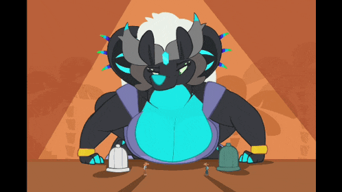a cartoon drawing of a giant dragon with a huge belly