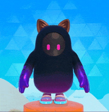 a cartoon character with a cat ear and pink eyes