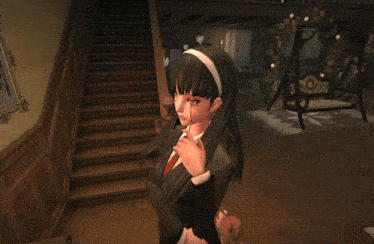 a woman in a suit and tie is taking a picture of herself