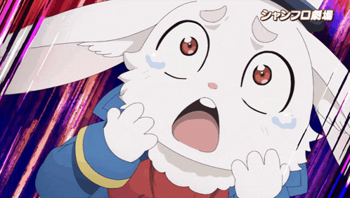 a cartoon of a rabbit with a surprised look on its face