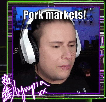 a man wearing headphones says pork markets in a frame