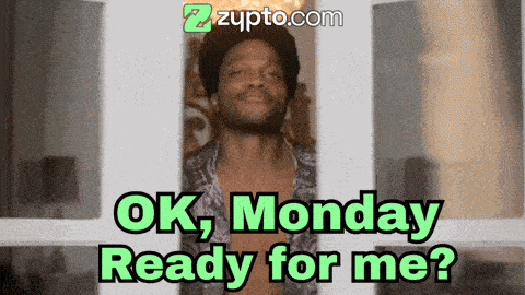 a man standing in front of a door with the words ok monday ready for me