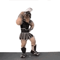a statue of a man in a spartan costume is dancing .