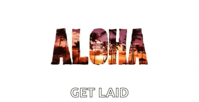 the word aloha is on a white background with a sunset in the background