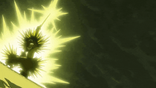 a cartoon drawing of a person being struck by a yellow lightning bolt