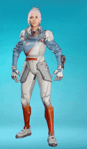 a woman in a futuristic outfit with the word rift on her chest