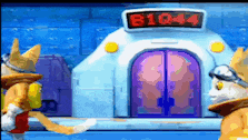 a cartoon of a building with the number b1044 on it