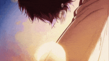 a close up of a person 's head with the sun shining through it