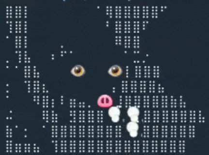 a computer generated image of a pig with a pink nose and eyes