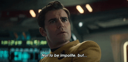 a man in a yellow suit says " not to be impolite but ... "