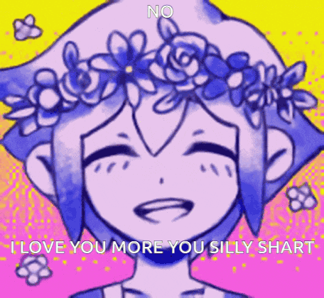 a cartoon of a girl with flowers in her hair and the words `` i love you more you silly smart ''