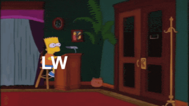 bart simpson and mr. homer simpson are standing in front of a door that says lw b21 on it