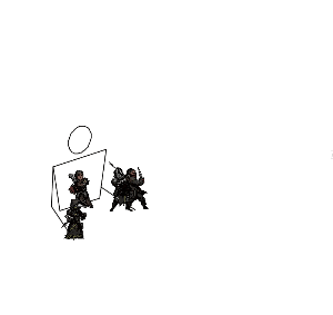 a group of ninjas are standing next to each other on a white background in a pixel art style .