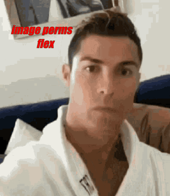 a picture of a man with the words image perms flex on the bottom