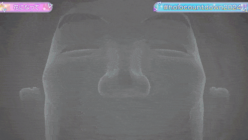a video game screen shows a man with his eyes closed in front of a stage with the words halocountdown2024 on it