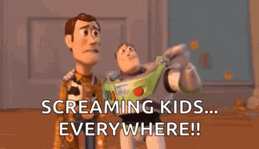 woody and buzz lightyear from toy story are screaming everywhere .
