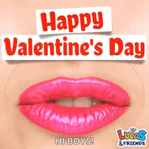 a picture of a woman 's lips with the words happy valentine 's day lucas & friends
