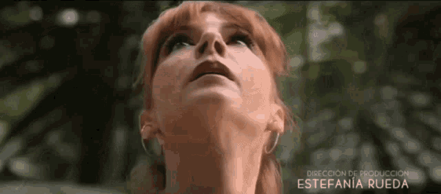 a close up of a woman 's face with the name estefania rueda below her